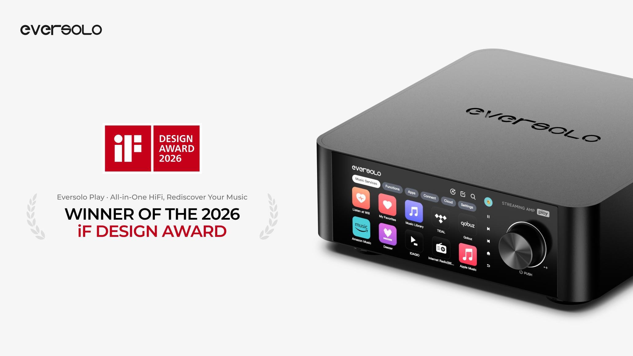 After EISA Recognition, Eversolo Play Wins the 2026 iF Design Award