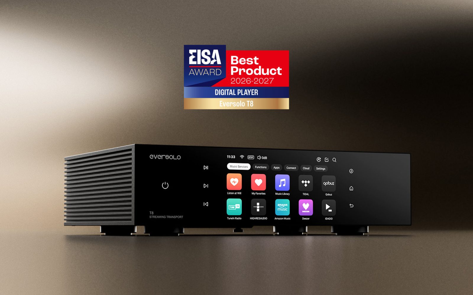Eversolo T8 Honored with EISA Digital Player 2026-2027